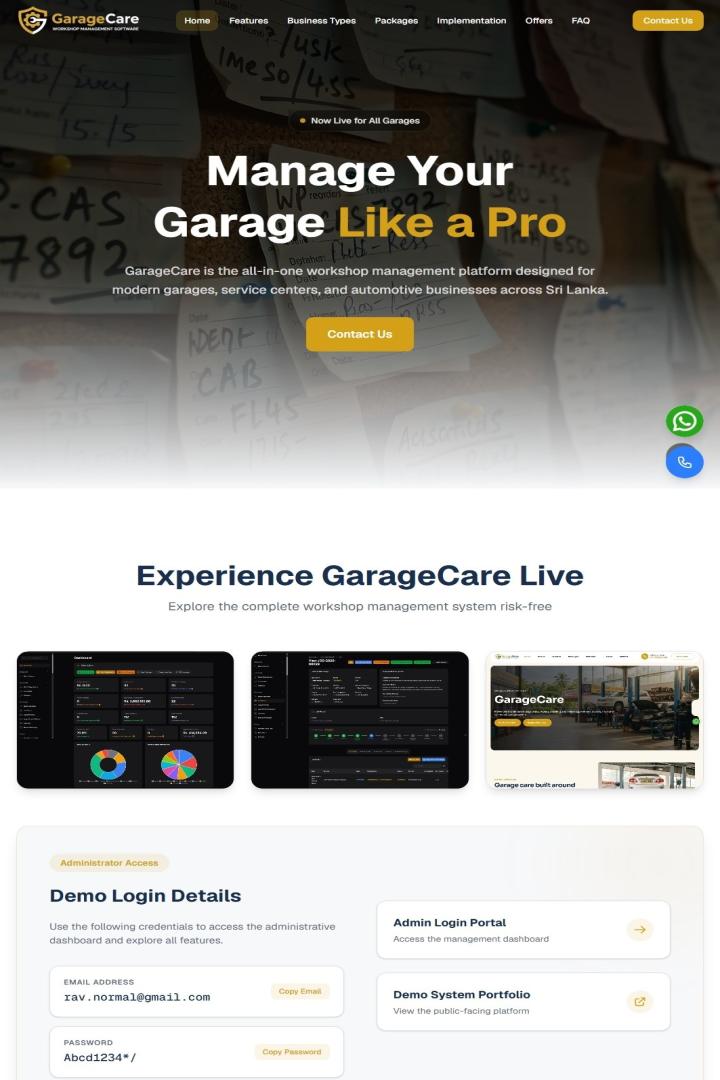 GarageCare - Workshop Management Software